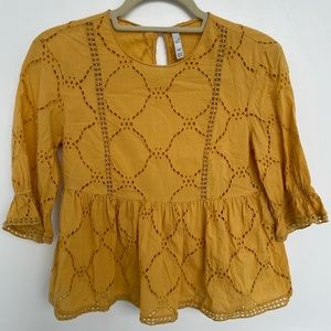 Zara Mustard Peplum Top